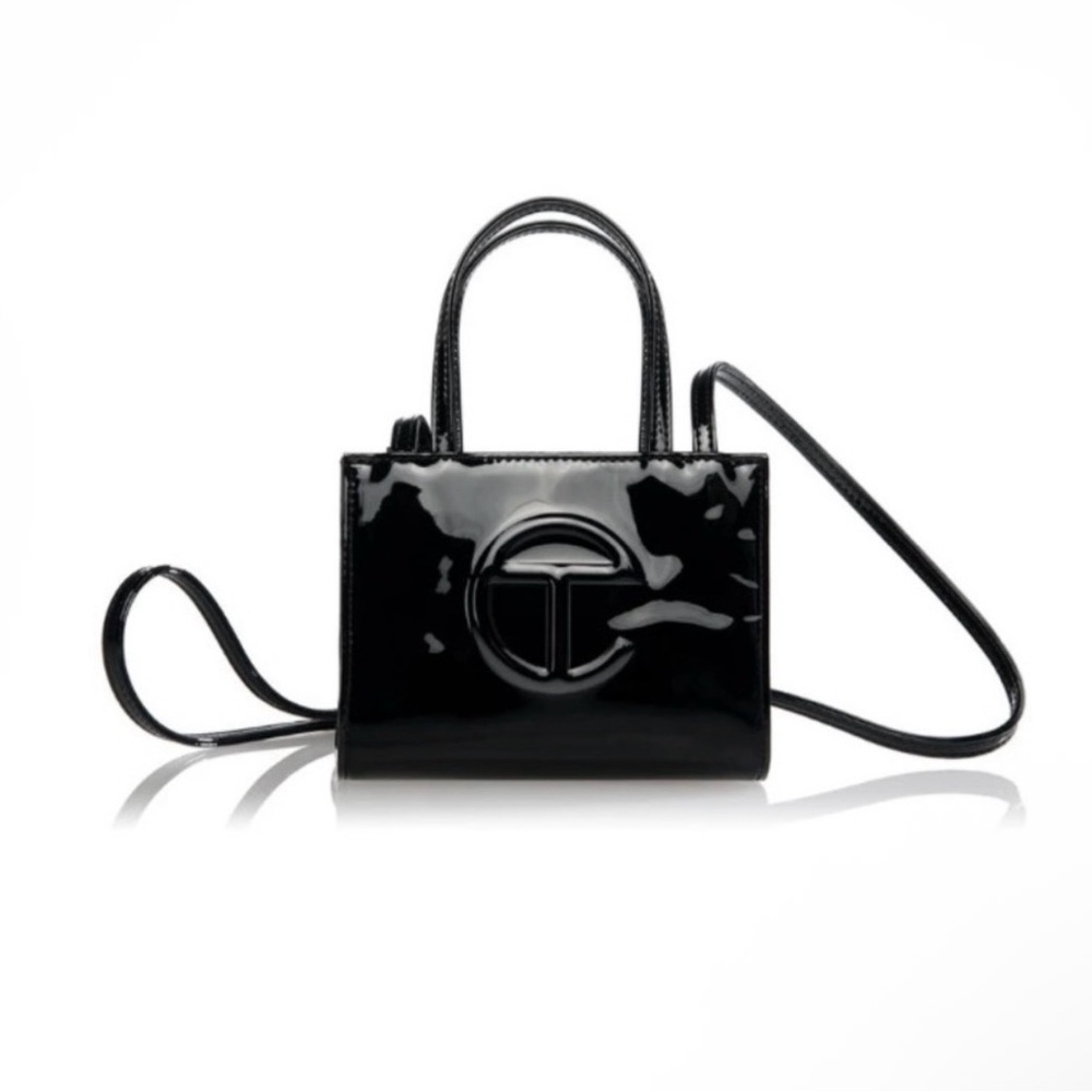 Telfar Black Patent small shopping Handbag new